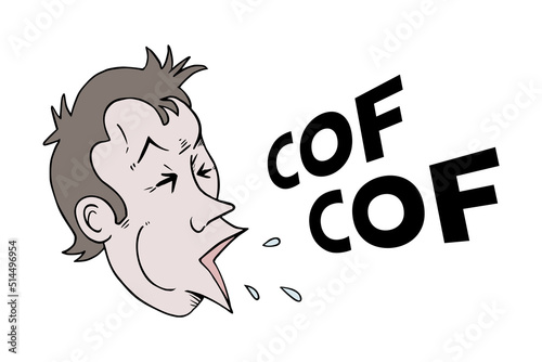 Man coughing draw, onomatopoeia in spanish