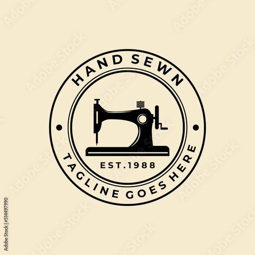 sewing machine badge logo illustration design