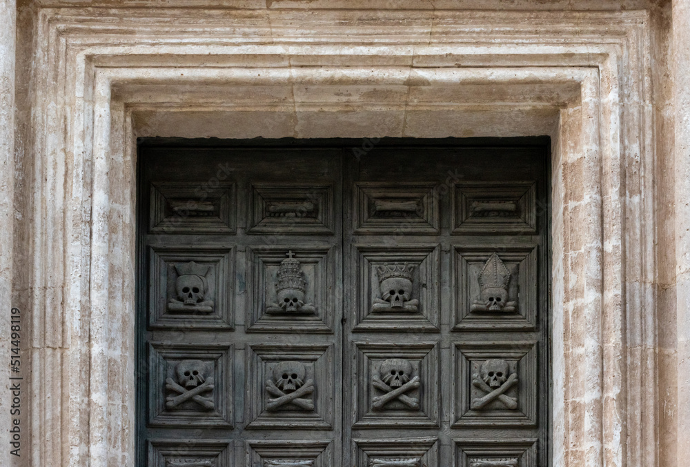 Close view of the baroque facade of the church of Purgatory in Matera, Italy Close view of the baroque facade of the church of Purgatory in Matera, Italy