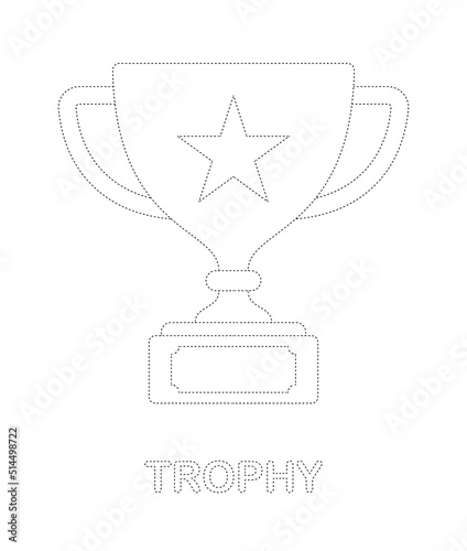 Trophy tracing worksheet for kids