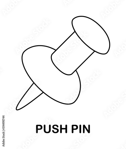 Coloring page with Push Pin for kids