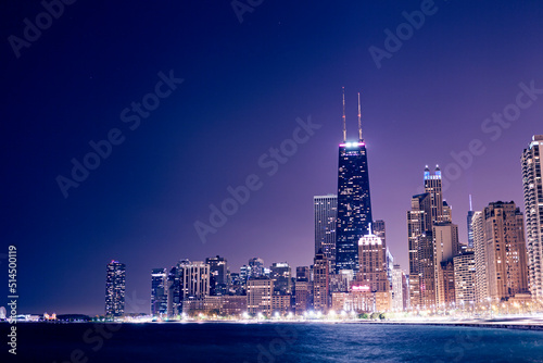 Chicago Downtown Skyline at Night