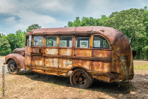 Abandoned vintage school bus