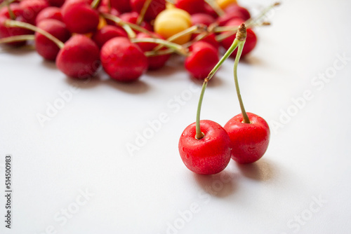 Sweet cherry on white background  photo