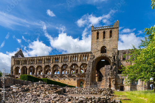 view of the Augustinian Jedburgh Abbey ruins photo