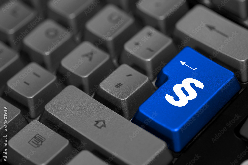 Symbol auf Enter Taste key blau Tastatur Stock Photo | Adobe Stock
