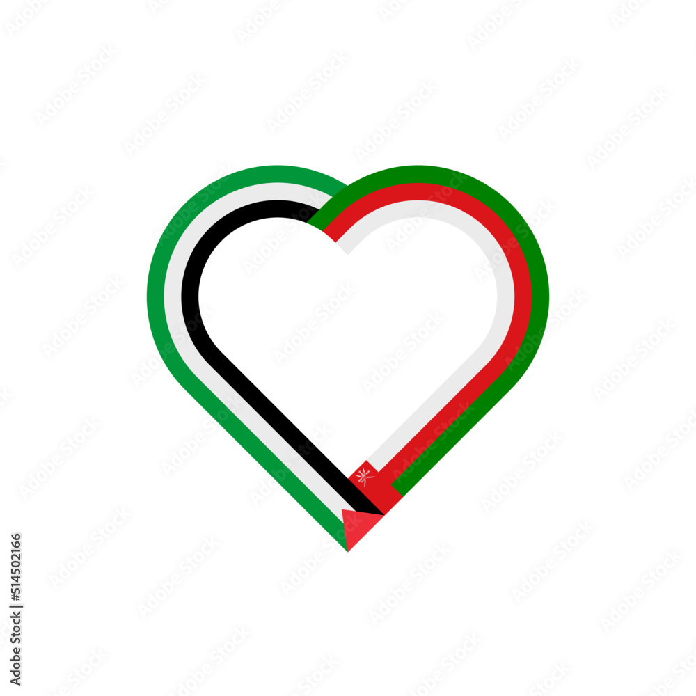 unity concept. heart ribbon icon of palestine and oman flags. vector illustration isolated on white background unity concept. heart ribbon icon of palestine and oman flags. vector illustration isolated on white background