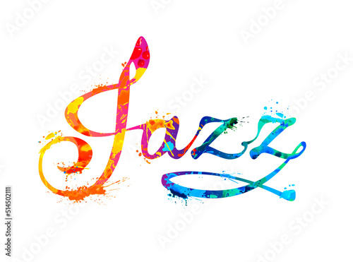 Canvas Print Jazz. Vector calligraphic word of watercolor splash paint