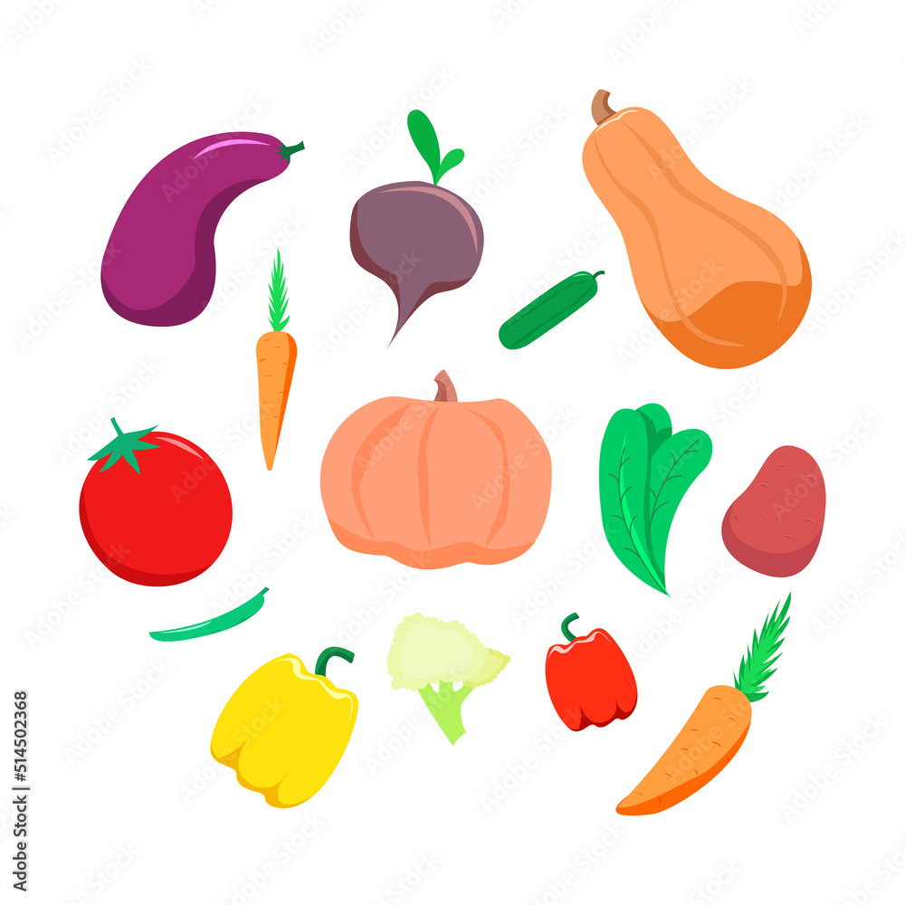 set of vegetables, autumn, summer, color set of vegetables, autumn, summer, color
