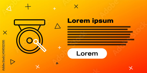 Line Boxing gong icon isolated on yellow background. Boxing bell. Colorful outline concept. Vector