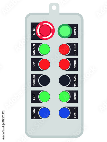 Crane remote control. Lift remote control icon. Crane remote control with push button switch engineer function industry move