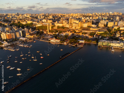Wonderful golden hour at sunset in the coastal capital of Bahia, Salvador, Brazil