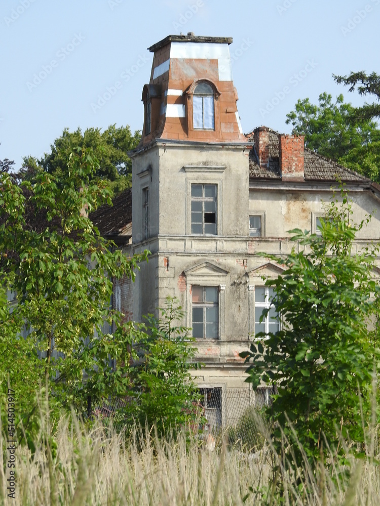 old palace in the village Objazda in Poland