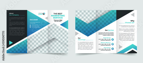 Elegant Creative corporate business trifold brochure design template. Modern and minimalist promotion layout