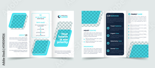 Medical Clinic, healthcare, treatment business trifold brochure template