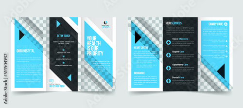 Professional medical Clinic, healthcare, treatment trifold brochure design