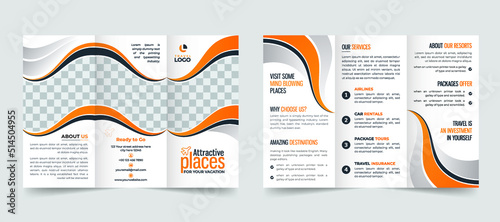 Modern travel tour advertising business trifold brochure template photo