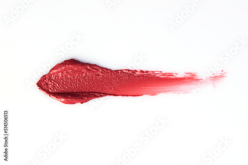 Lipstick smear smudge swatch isolated on white background.
