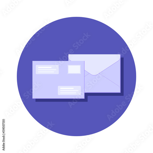 Free Download Flat vector illustration mail envelope icon, new message isolated on blue background. Email notification with letters, check mark, paper plane. For social media and SMM, website, app, banner - GFXLoad