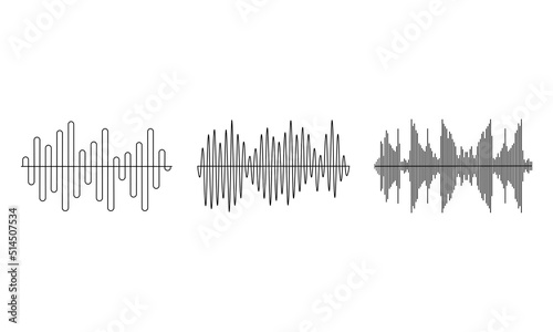 Vector sound waves set. Audio Player. Audio equalizer technology, pulse musical. Vector illustration.