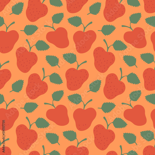 Strawberries hand drawn seamless pattern background. Seamless pattern texture design.