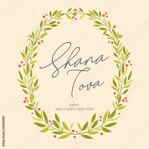 Happy Rosh Hashanah day, Shana Tova greeting card. Vector illustration