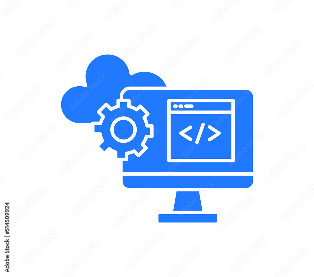 computer cloud services icon isolated white background computer cloud services icon isolated white background