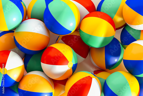 Multi colored beach balls photo
