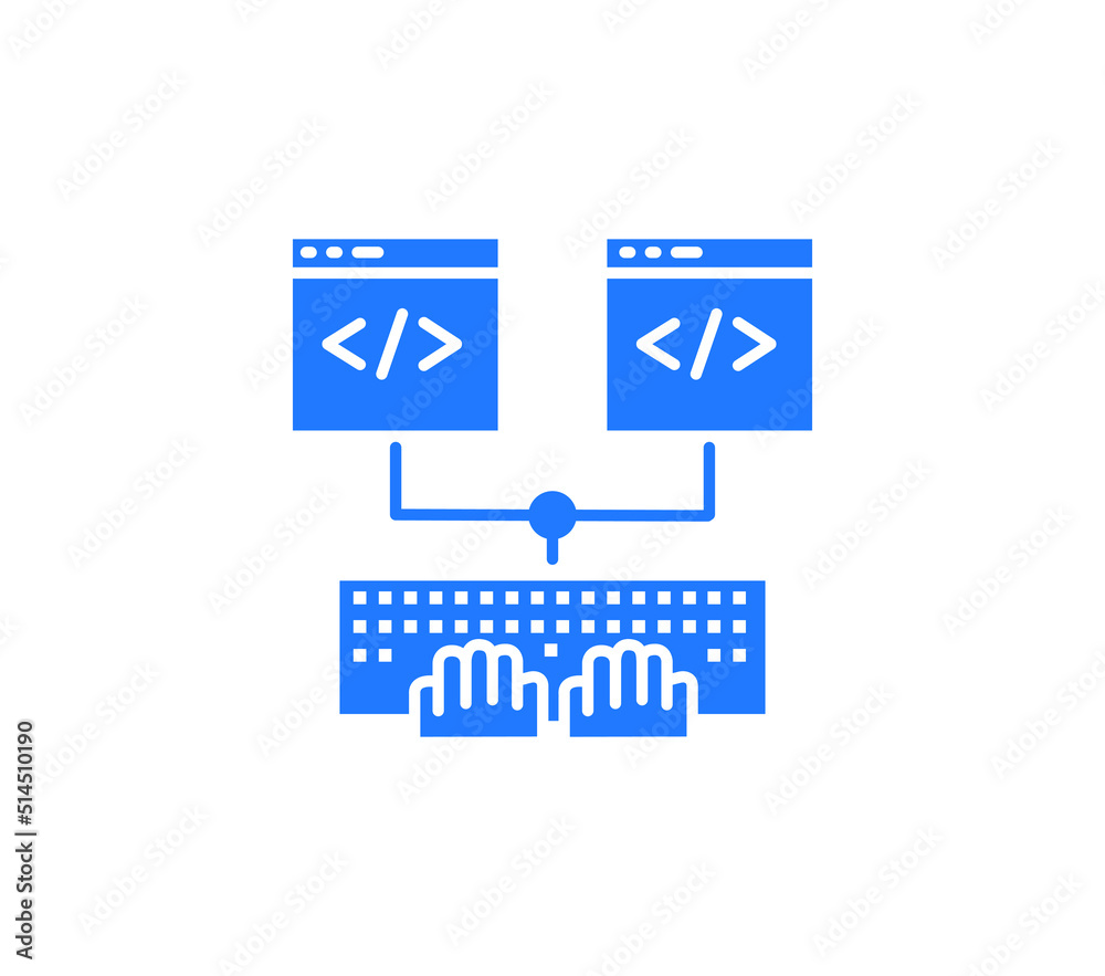 Multi screen coding icon white background. Multi screen coding icon white background.