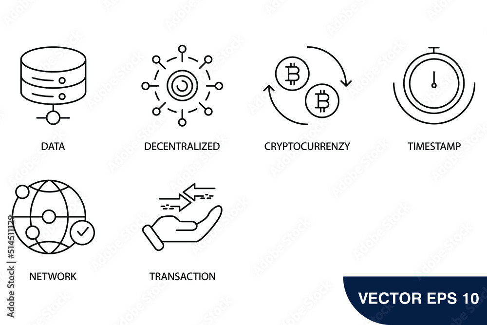 Block chain icons set . Block chain pack symbol vector elements for infographic web Block chain icons set . Block chain pack symbol vector elements for infographic web