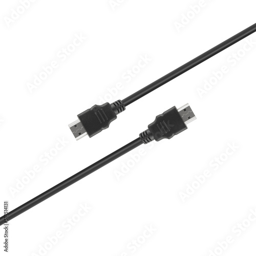 HDMI connector with cable, isolated on white background
