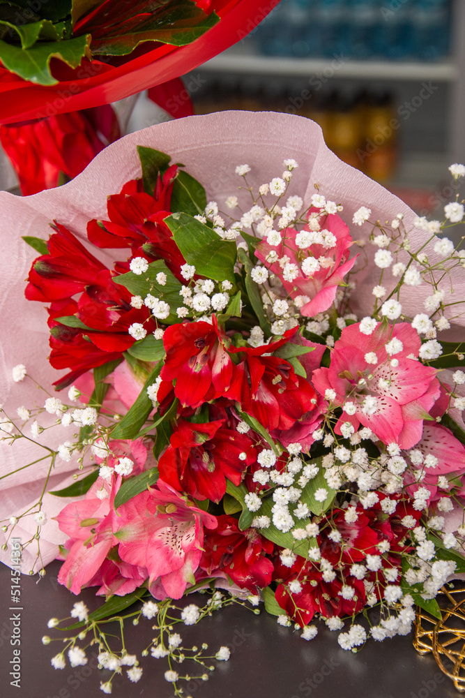 Fototapeta premium Bouquet of red roses, detail