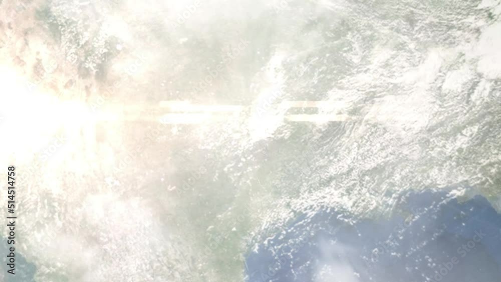 Earth zoom in from outer space to city. Zooming on Grand Prairie, Texas