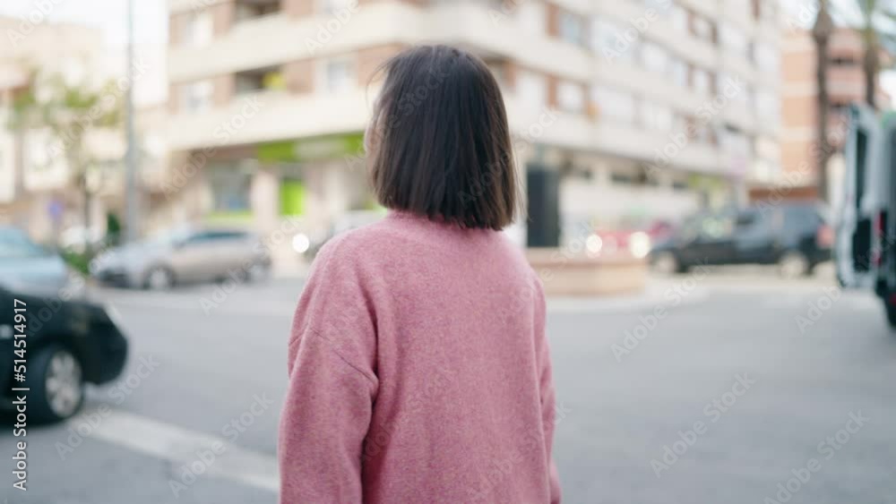 Middle age woman smiling confident standing with arms crossed gesture at street Middle age woman smiling confident standing with arms crossed gesture at street