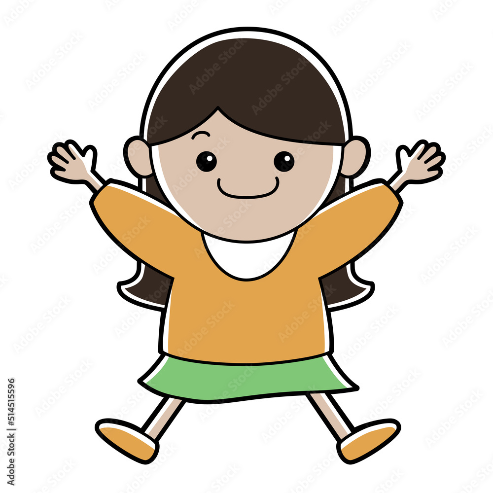 It is an illustration of a long-haired girl who is willing to hurray. It is an illustration of a long-haired girl who is willing to hurray.