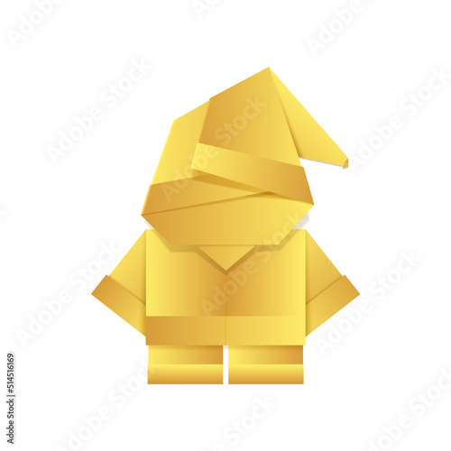 Origami Santa Claus made of golden foil