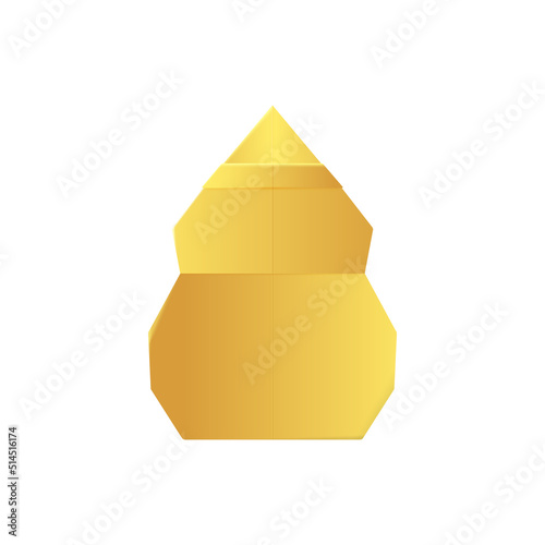 Golden snowman origami toy made of gold foil