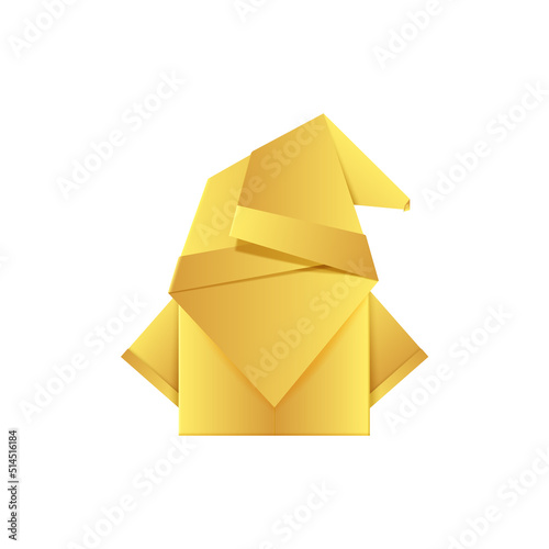 Golden Santa Claus origami toy made of gold foil