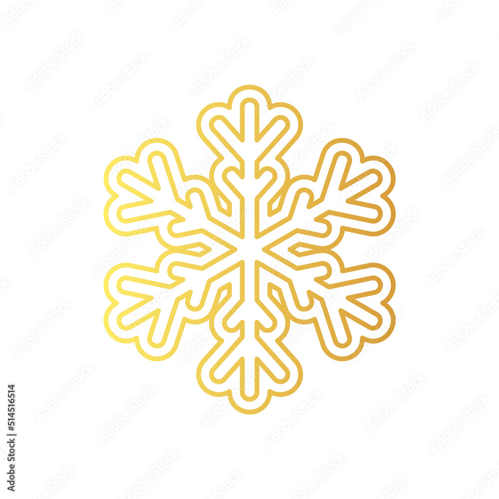 Golden snowflake icon. Foil snow flake stencil blueprint. Golden snowflake icon. Foil snow flake stencil blueprint.