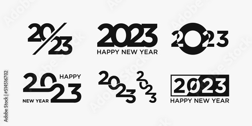 2023 Happy New Year logo text design. 2023 number design template. vector illustration.