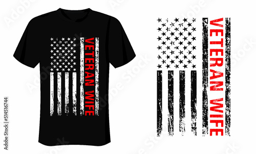 Veteran Wife With USA Flag Design