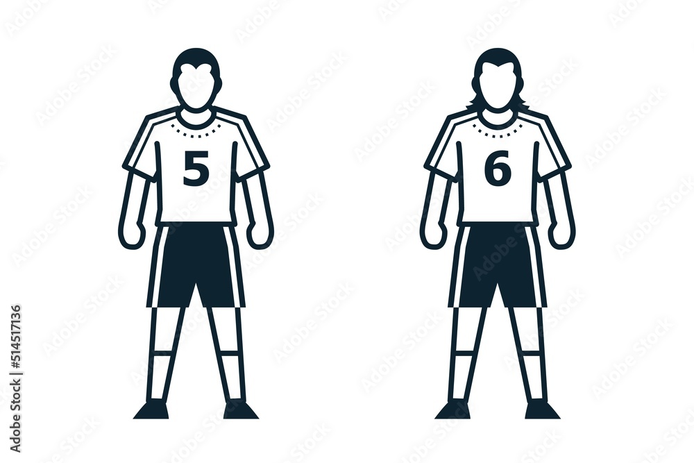 Soccer Player, People and Clothing icons with White Background Soccer Player, People and Clothing icons with White Background