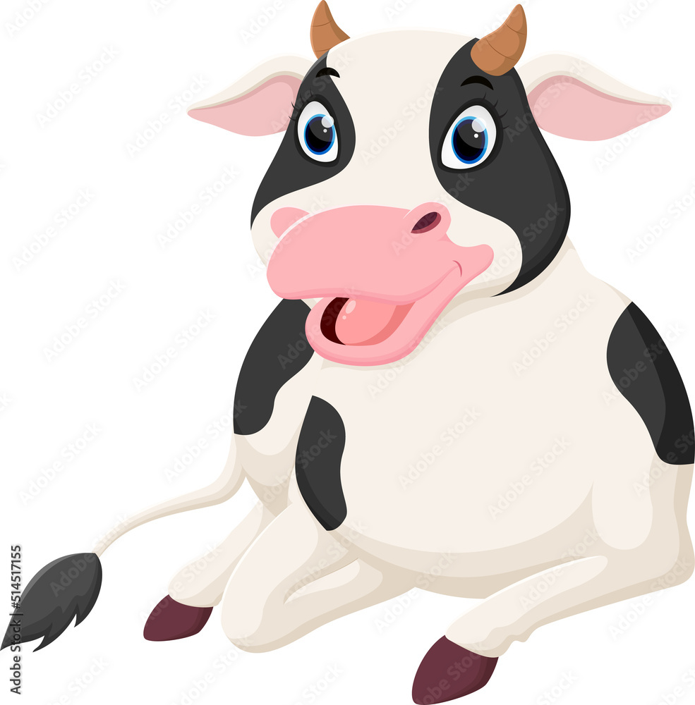 Naklejka premium Cartoon happy cow isolated on white background