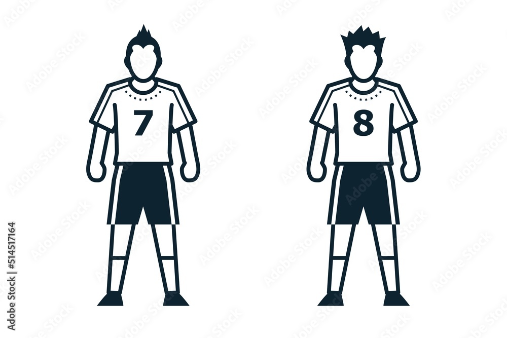 Soccer Player, People and Clothing icons with White Background Soccer Player, People and Clothing icons with White Background