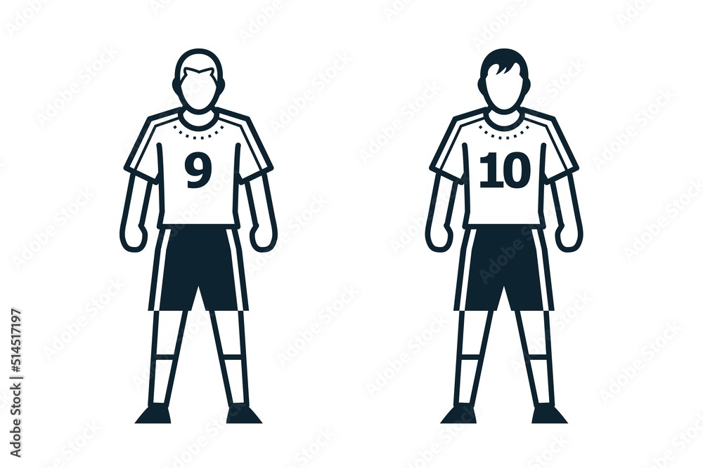 Soccer Player, People and Clothing icons with White Background Soccer Player, People and Clothing icons with White Background