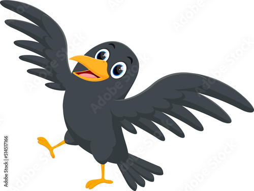 Cartoon crow isolated on white background