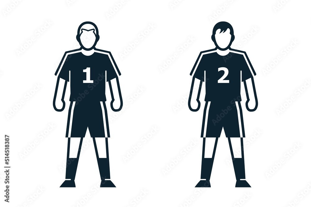Soccer Player, People and Clothing icons with White Background Soccer Player, People and Clothing icons with White Background
