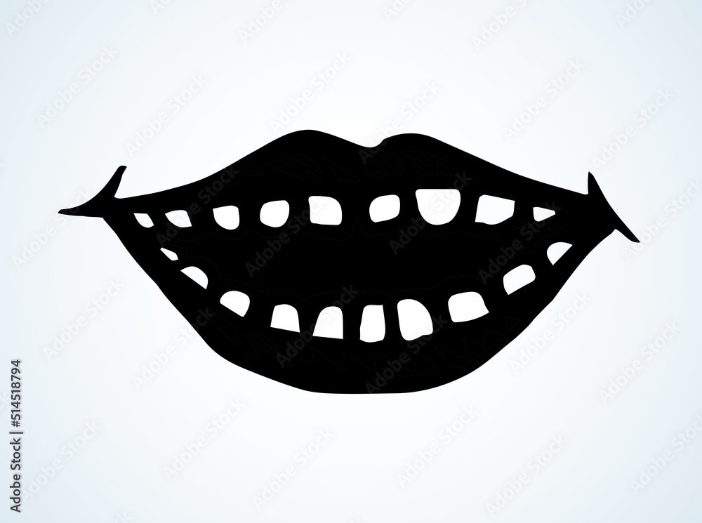 Open mouth with teeth. Vector drawing