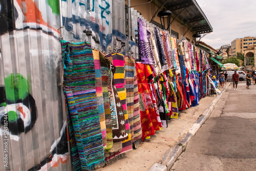 Fototapeta Naklejka Na Ścianę i Meble -  Athens blankets in street market