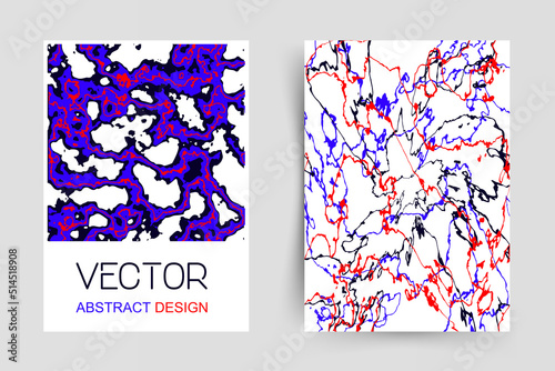 Abstract desgin with various blue and red liquid lines on white background. This is design for covers, templates, flayers and other ideas